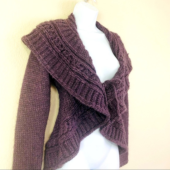 Elsamanda Purple Chunky Knit Circle Alpaca Wool Blend Sweater Size S - Picture 5 of 11